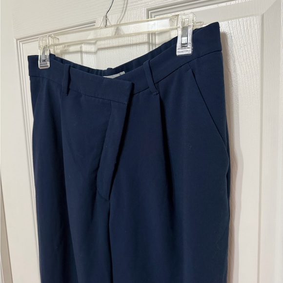 Abercrombie‎ & Fitch Tailored Relaxed Straight Crossover Waist Trousers Navy 12 - Picture 3 of 6